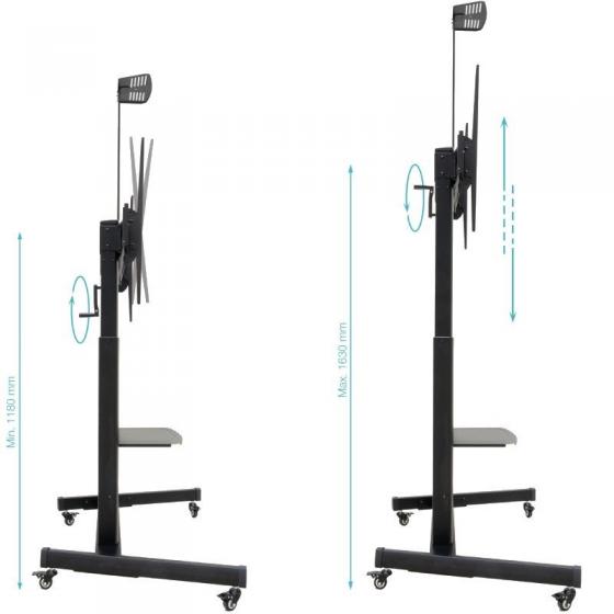 Soporte de Suelo Inclinable con Ruedas TooQ FS20406HM-B para TV de 60-100'/ hasta 120kg