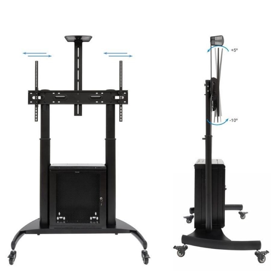 Soporte de Suelo Inclinable con Ruedas TooQ Narnia FS20500M-B para TV de 60-100'/ hasta 100kg