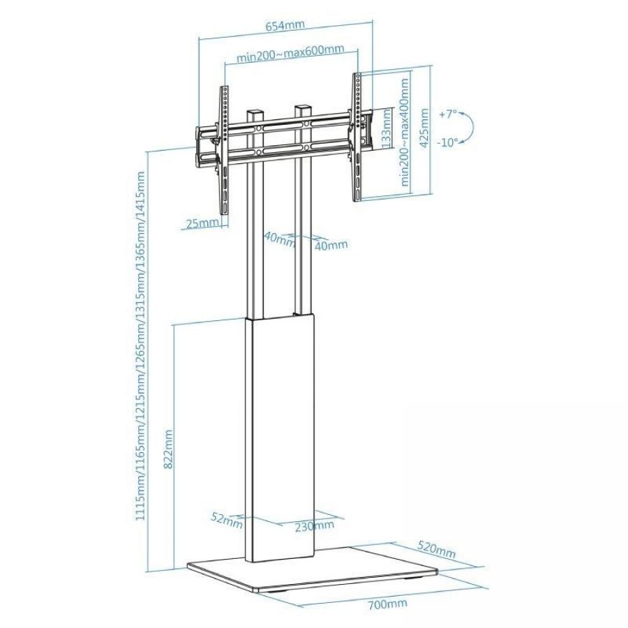 Soporte de Suelo Inclinable TooQ FS2288M-B para TV de 32-85'/ hasta 40kg