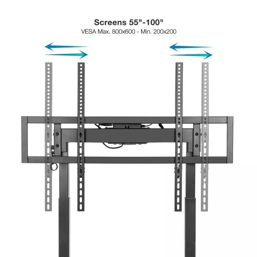 Soporte de Suelo Eléctrico con Ruedas TooQ FSM02-B para TV 55-100'/ hasta 120kg