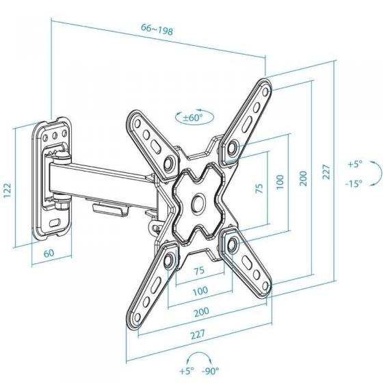 Soporte de Pared Extensible/ Giratorio/ Inclinable TooQ LP1343TN-B para TV de 13-43'/ hasta 20kg