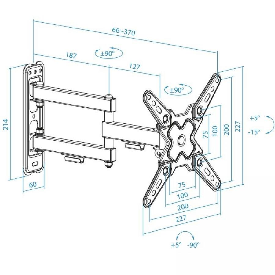 Soporte de Pared Extensible/ Giratorio/ Inclinable TooQ LP1345TN-B para TV de 13-43'/ hasta 20kg