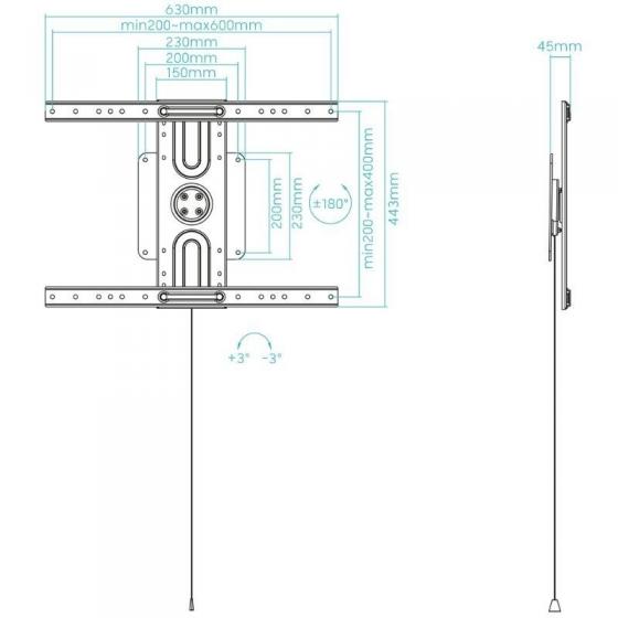 Soporte de Pared Giratorio/ Inclinable/ Nivelable TooQ LP3780F-R para TV de 37-80'/ hasta 50kg