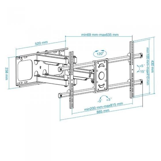 Soporte de Pared Giratorio/ Inclinable/ Nivelable TooQ LP3790TN-B para TV de 43-90'/ hasta 75kg