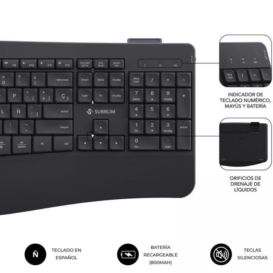 Teclado y Ratón Inalámbrico Subblim Combo Dual Office Prowave/ Negro