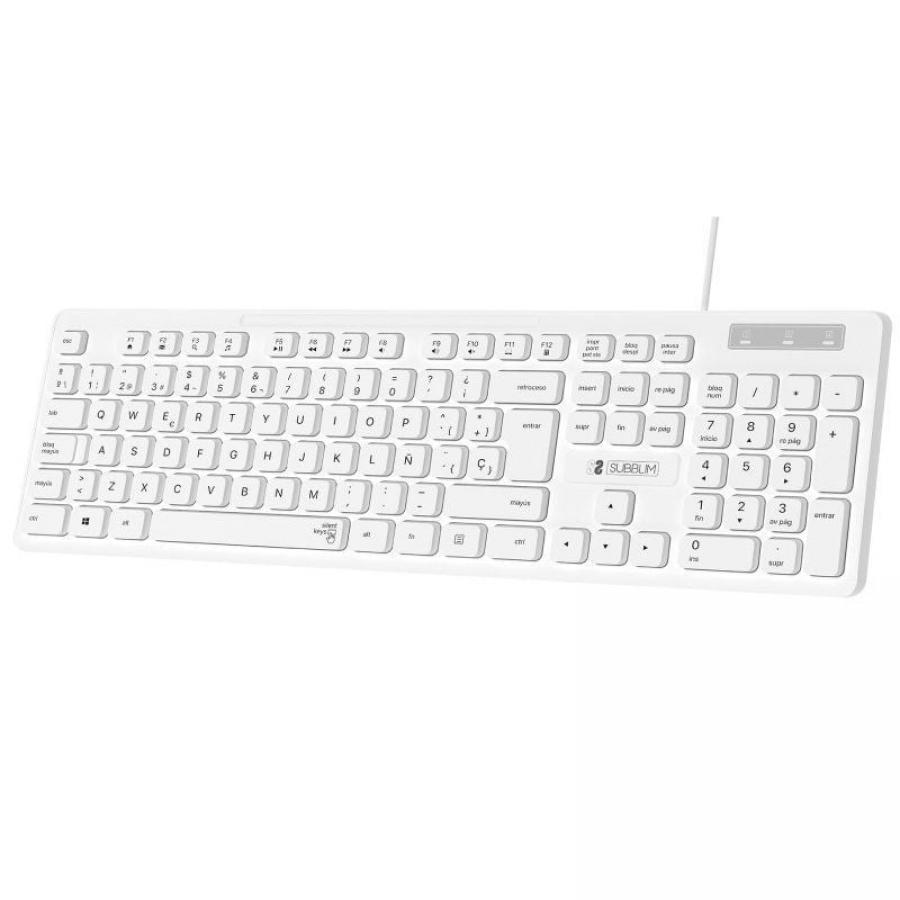 Teclado Subblim Business Slim Silencioso/ Blanco