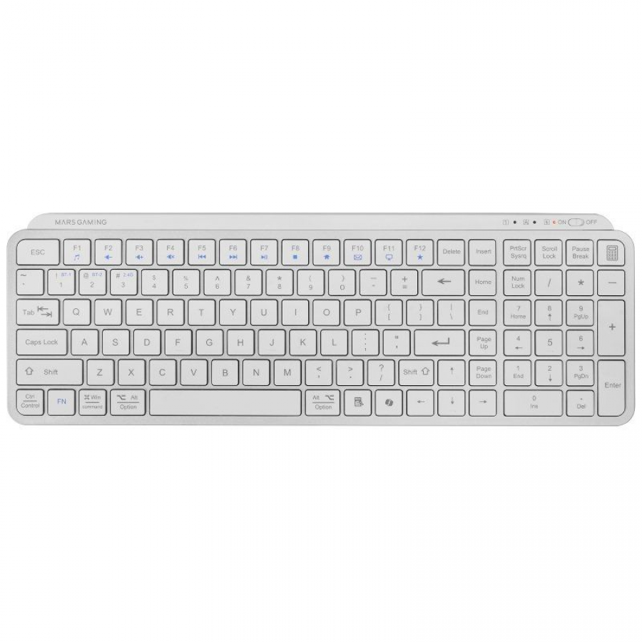 Teclado Compacto Inalámbrico por Bluetooth Mars Gaming MK-SILENKEYS/ Blanco