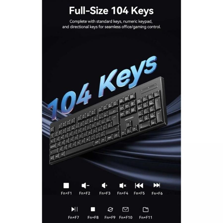 Teclado y Ratón Inalámbricos Vention Combo KTZB0-EN/ Inglés