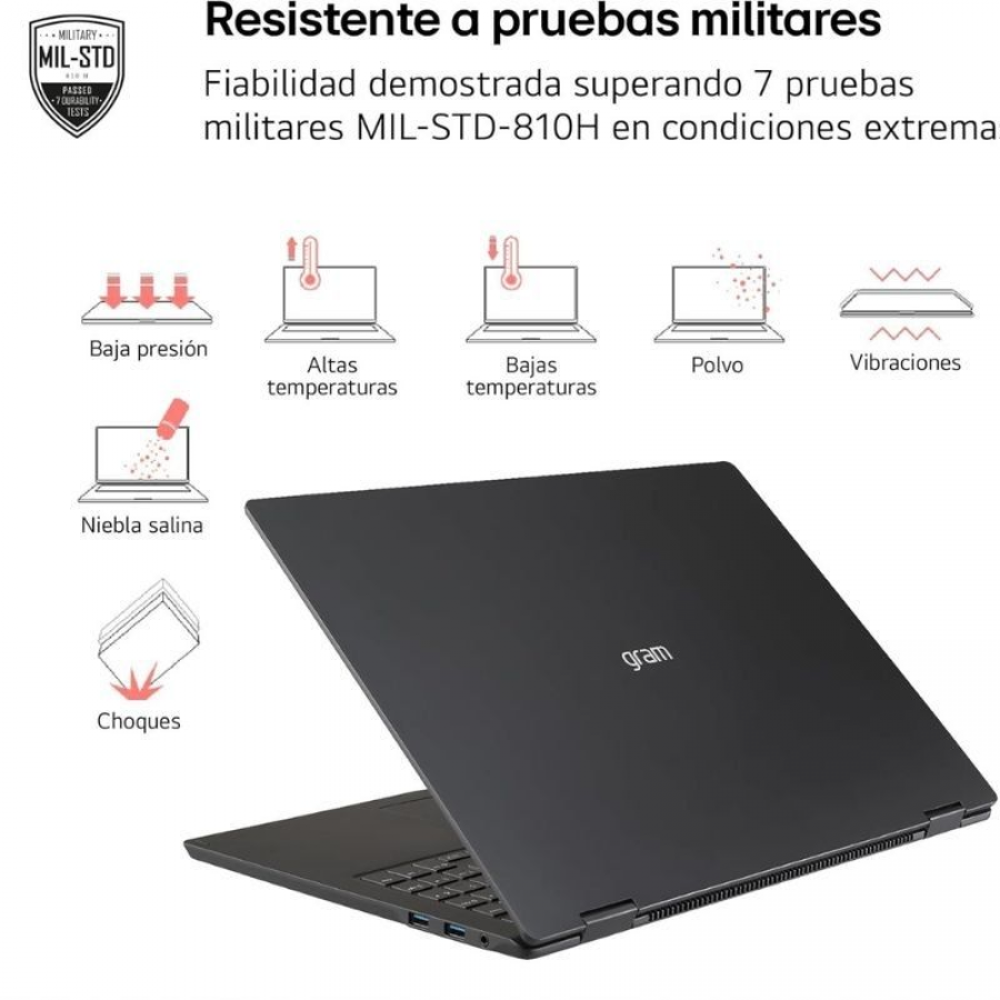 Portátil LG Gram 16Z90T-G.AD8BB Intel Core Ultra 7-255H/ 32GB/ 2TB SSD/ 16'/ Win11