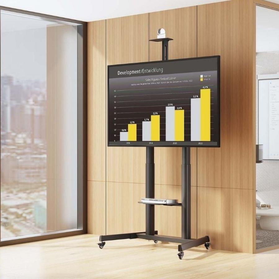 Soporte de Suelo Inclinable con Ruedas y Manivela Aisens FT100TE-403 para TV 60-100'/ hasta 100kg