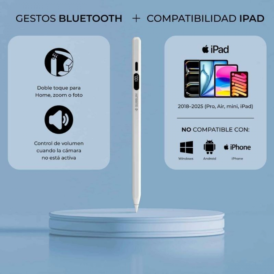 Lápiz Electrónico Subblim NoteFlow Pen para iPad/ Blanco