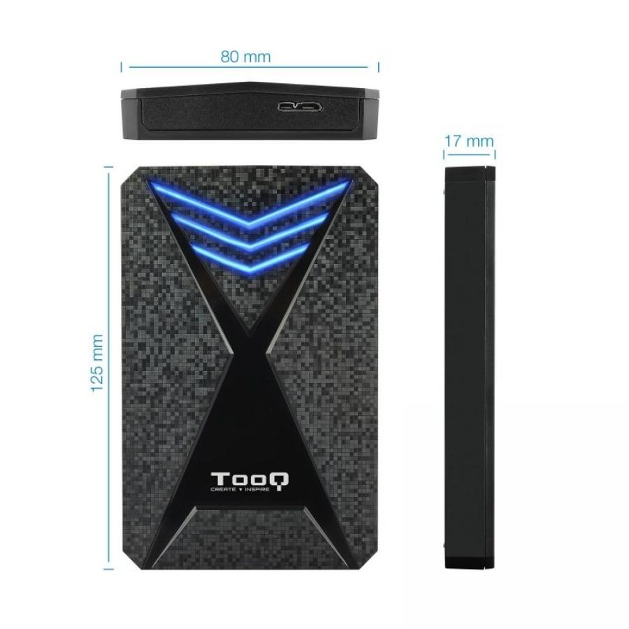 Caja Externa Gaming para Disco Duro de 2.5' TooQ TQE-2550BL/ USB 3.1/ Sin tornillos