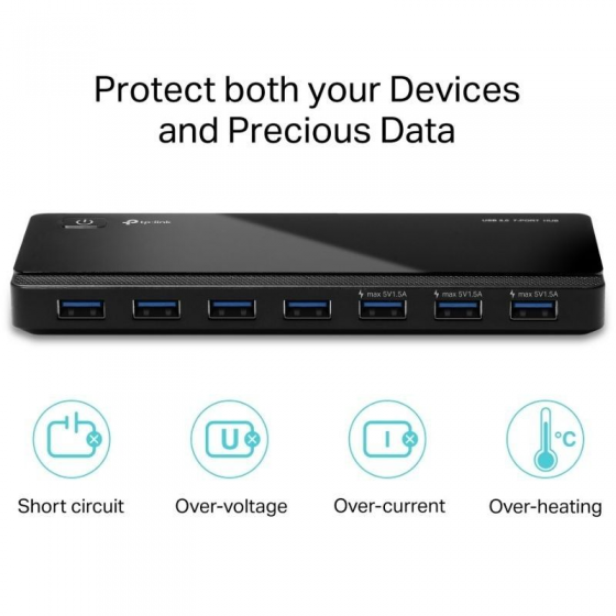 Hub USB 3.0 TP-Link UE330/ 7xUSB/ 1xMicroUSB DC/ Negro