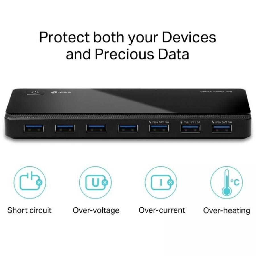 Hub USB 3.0 TP-Link UE330/ 7xUSB/ 1xMicroUSB DC/ Negro