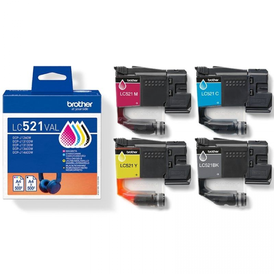 Cartucho de Tinta Original Brother LC-521VAL Multipack/ Cian/ Magenta/ Amarillo/ Negro