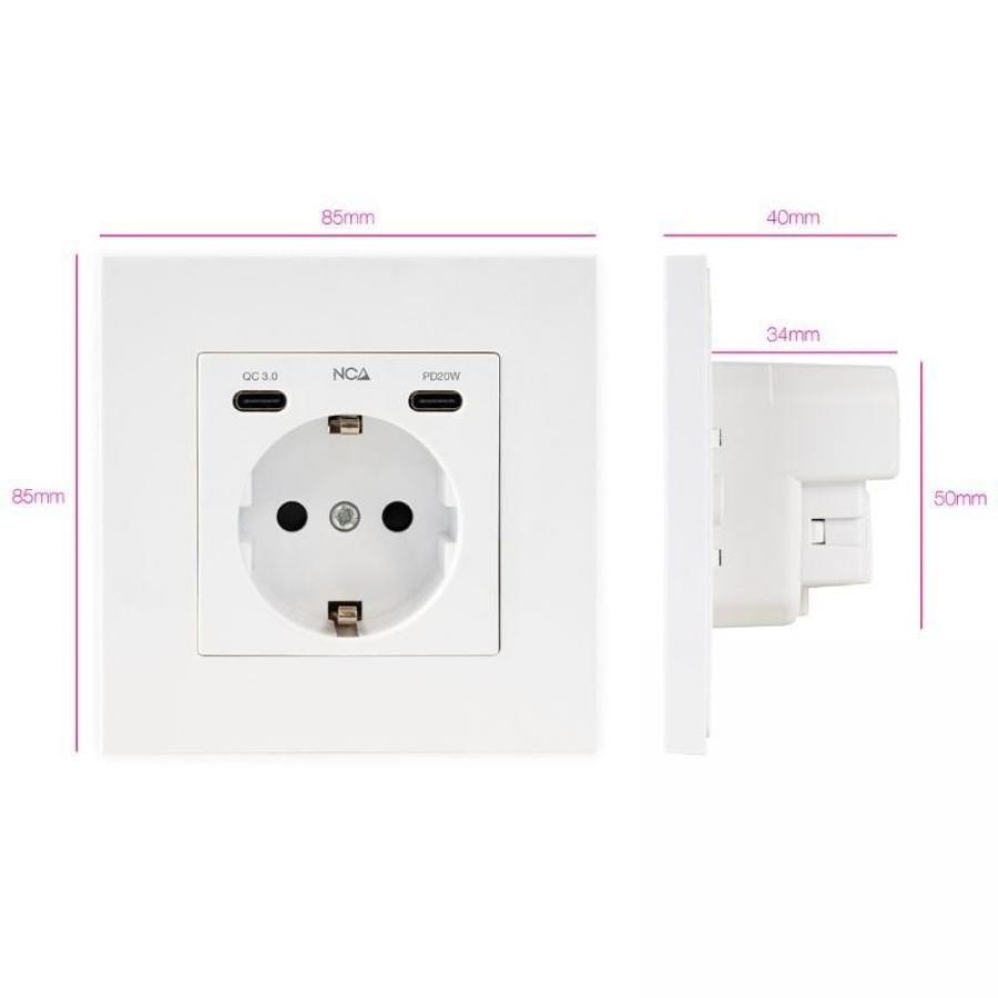 Roseta de Pared Nanocable 10 35 0012/ 1 Schuko/ 2 USB