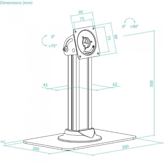 Soporte de Mesa para Marco Antirrobo de Tablet TooQ TQATC2601-B/ Negro