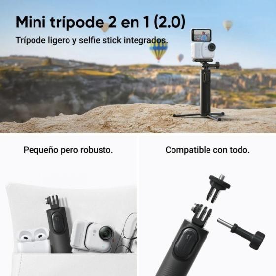 Cámara Digital Deportiva Insta360 GO Ultra Pack Creador/ 4K/ Ángulo de visión 360º/ Negra