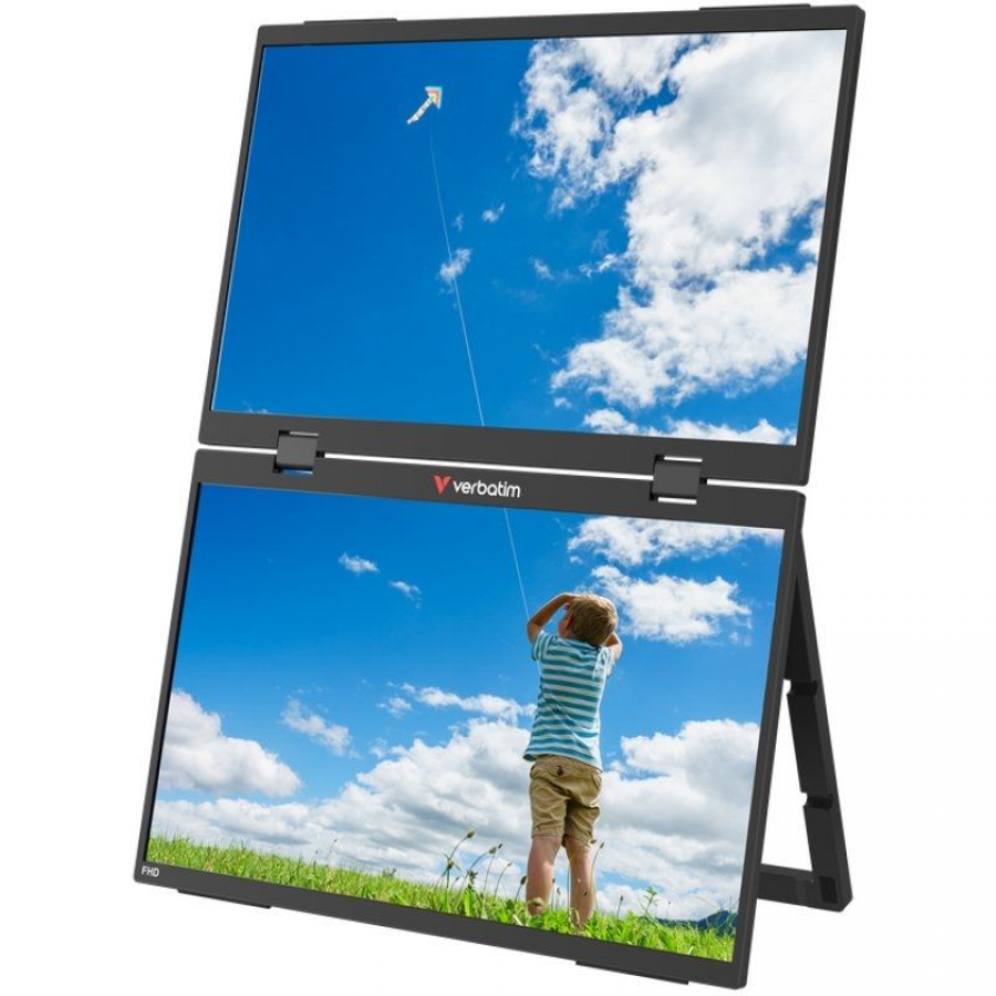 Monitor Portátil Táctil Verbatim Duo Essentials 15.6' + 15.6'/ Full HD/ Multimedia/ Negro