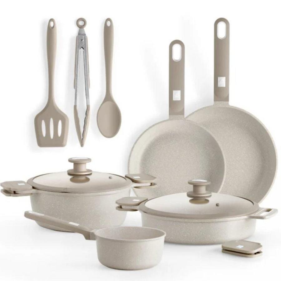 Pack Batería de Cocina Monix Martín Berasategui/ Cazo Ø16cm/ Sarten Ø22 - 26cm/ Cacerolas Ø24 - 28cm/ Aluminio Forjado/ Apta par