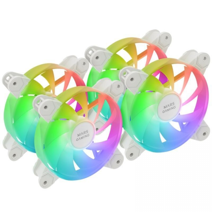 Pack 3 Ventiladores Mars Gaming MF-4A/ 12cm/ ARGB/ Blanco