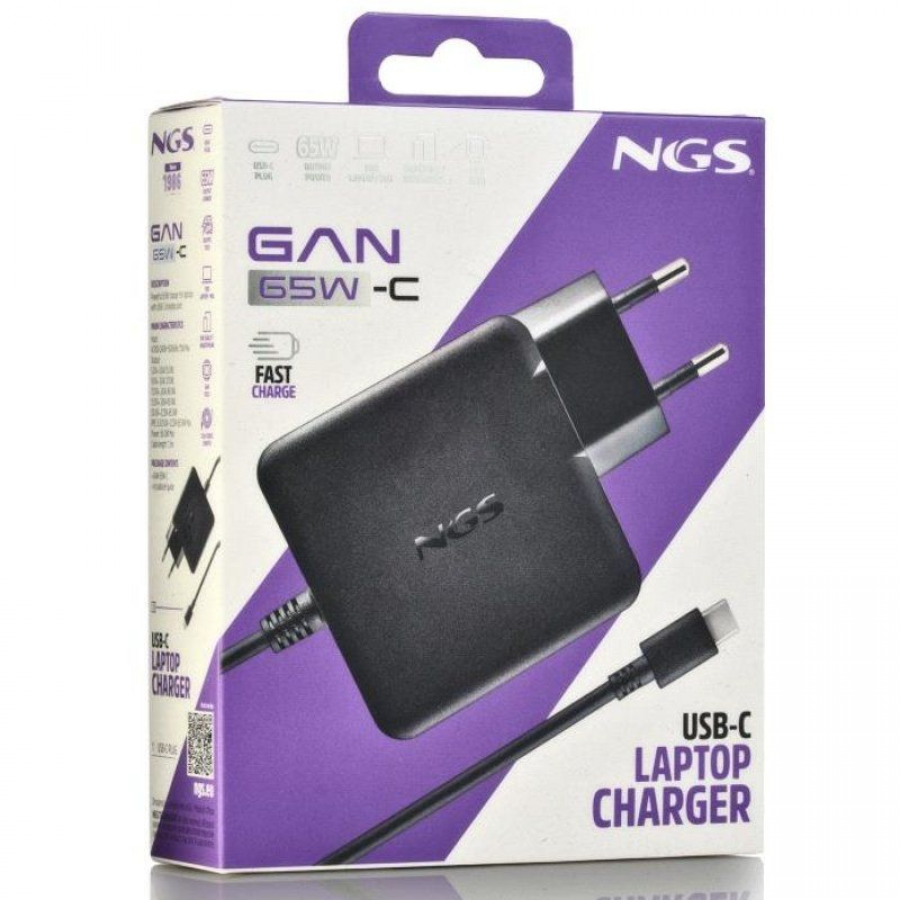 Cargador de Portátil NGS GAN 65W-C USB Tipo-C/ 65W/ Automático/ Voltaje 5-20V