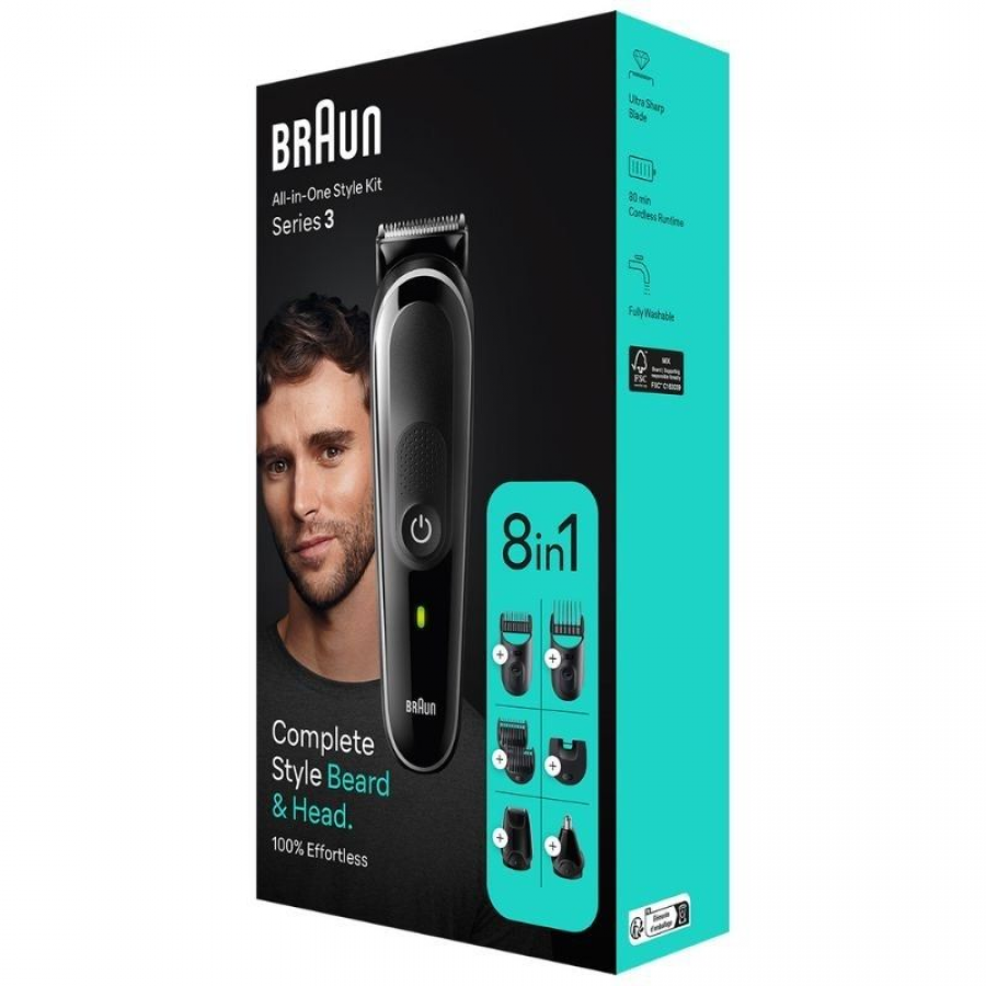 Recortadora Braun All in One Style Kit Series 3 MGK3440/ con Batería/ 8 Accesorios
