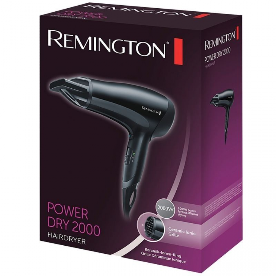 Secador Remington Power Dry 2000 D3010/ 2000W/ Iónico/ Negro