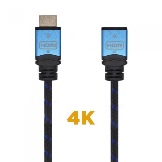 Cable Alargador HDMI Aisens A120-0452/ HDMI Macho - HDMI Hembra/ 1m/ Negro/ Azul - Imagen 1