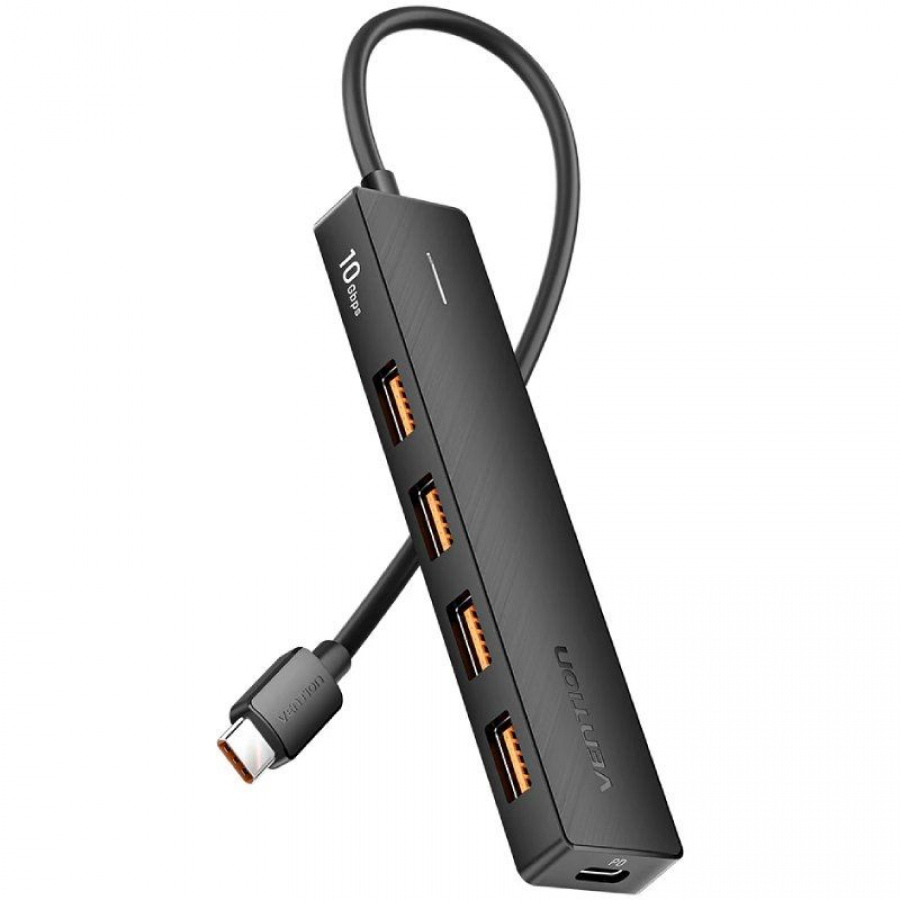 Hub USB Tipo-C 3.2 Vention CKCBB/ 4xUSB/ 1xUSB Tipo-C PD
