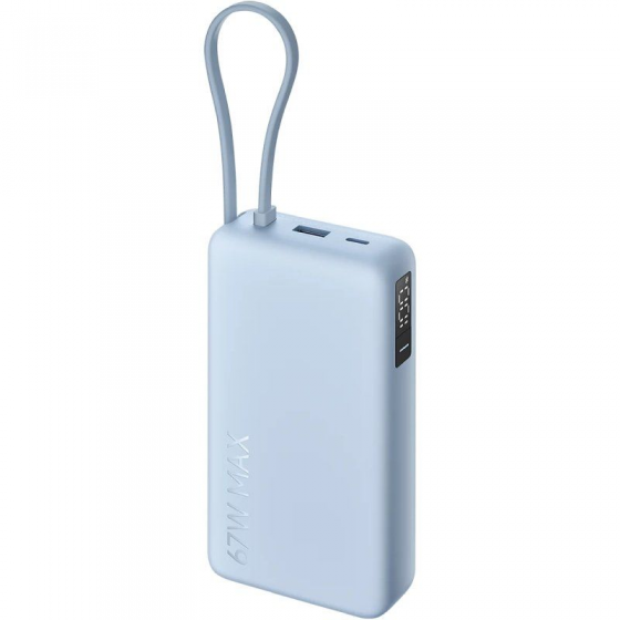 Powerbank 20000mAh Xiaomi 67W Power Bank Integrated Cable/ 67W/ Azul/ Incluye Cable USB Tipo-C