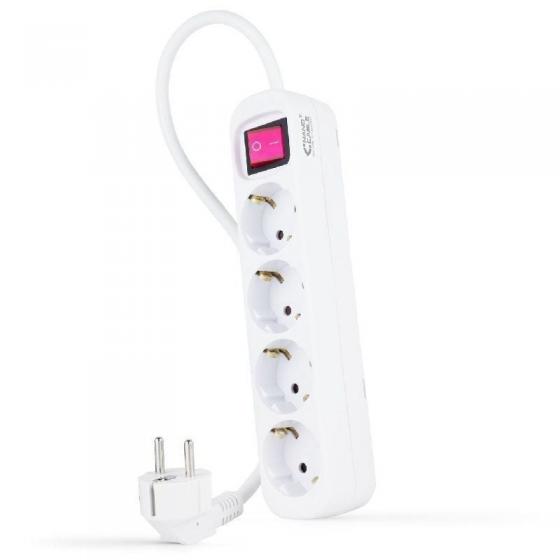 Regleta con Interruptor Nanocable 10.37.0004/ 4 Tomas de Corriente/ Cable 1.4m/ Blanca