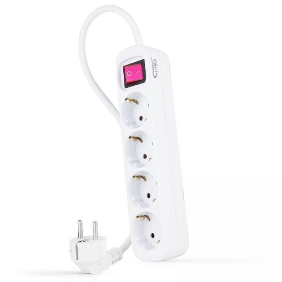 Regleta con Interruptor Nanocable 10.37.0004/ 4 Tomas de Corriente/ Cable 1.4m/ Blanca