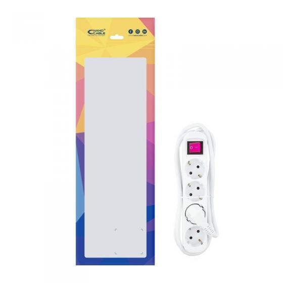 Regleta con Interruptor Nanocable 10.37.0004/ 4 Tomas de Corriente/ Cable 1.4m/ Blanca