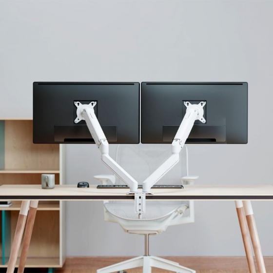 Soporte de Mesa con Contrapeso para 2 Monitores Aisens DT32TSR-439/ Giratorio/ Inclinable/ hasta 9kg