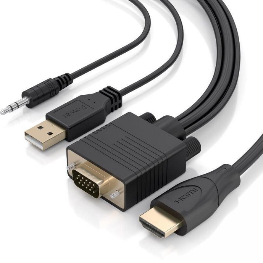 Cable Conversor Aisens A115-1009 SVGA Macho - USB Macho/ Jack Macho - HDMI Macho/ 2m/ Negro