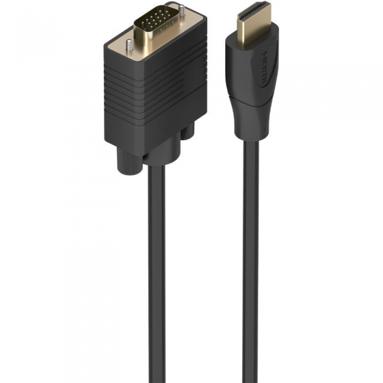 Cable Conversor Aisens A122-1010 SVGA Macho/ HDMI Macho/ 1m/ Negro