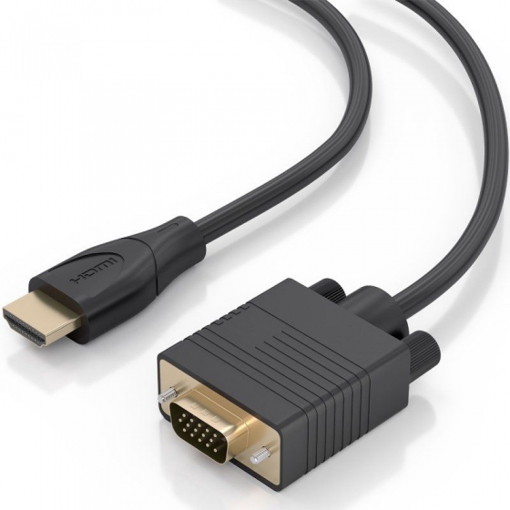 Cable Conversor Aisens A122-1010 SVGA Macho/ HDMI Macho/ 1m/ Negro