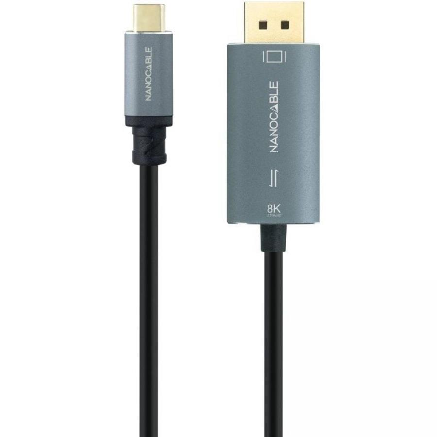 Cable Conversor Nanocable 10.15.5022/ USB Tipo-C Macho - Displayport Macho/ 2m/ Negro