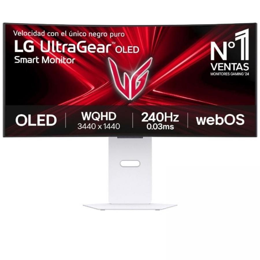 Smart Monitor Gaming Ultrapanorámico Curvo LG UltraGear 34GX90SA-W 34'/ WQHD/ Multimedia/ 0.03ms/ 240Hz/ OLED/ Regulable en altu