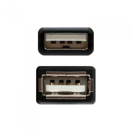 Cable Alargador USB 2.0 Nanocable 10.01.0203-BK/ USB Macho - USB Hembra/ 1.8m/ Negro - Imagen 3