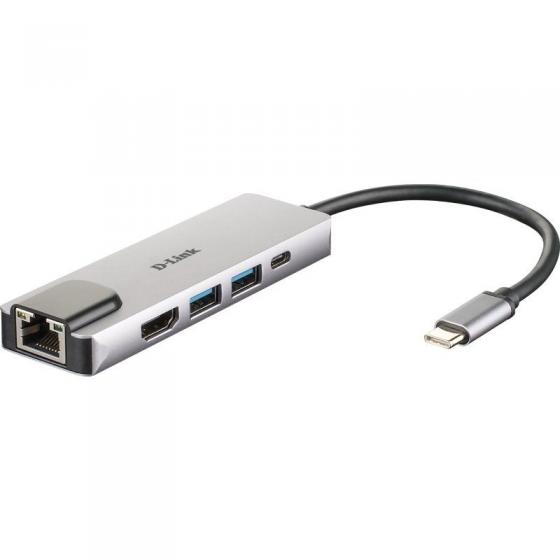 Hub USB 3.0 Tipo-C D-Link DUB-M520 2 Puertos USB 1 HDMI 1 RJ45 1 Thunderbolt Gris