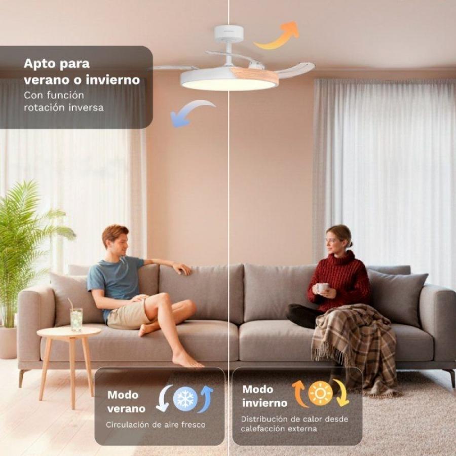 Ventilador de Techo Grunkel SKYDUAL42/ 30W/ 4 Aspas 106cm/ 6 Velocidades