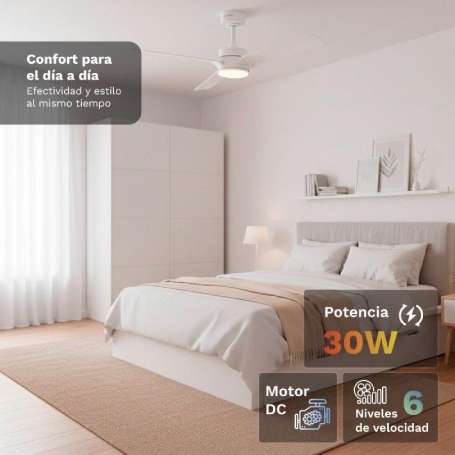 Ventilador de Techo Grunkel SKYEASY52/ 30W/ 3 Aspas 132cm/ 6 Velocidades
