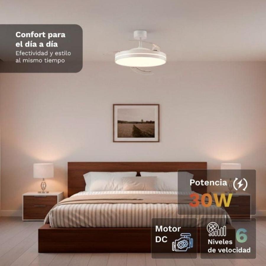 Ventilador de Techo Grunkel SKYWHITE42/ 30W/ 3 Aspas 106cm/ 6 Velocidades
