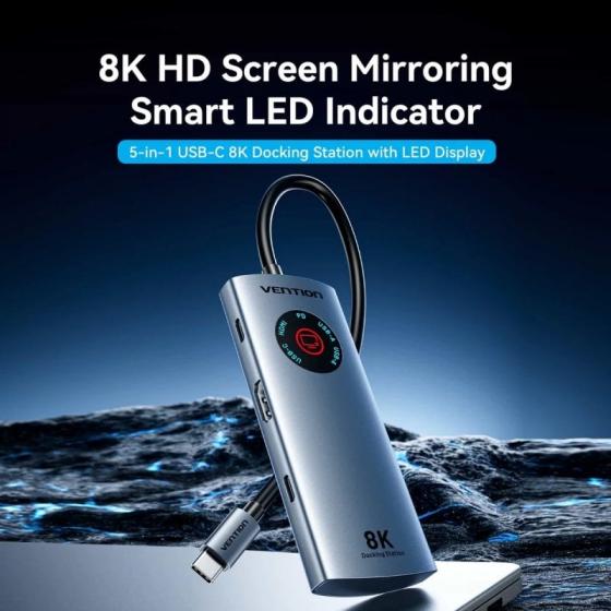 Docking USB Tipo-C Vention TQXHB/ 2xUSB/ 1xUSB Tipo-C/ 1xHDMI/ 1xUSB Tipo-C PD/ Gris