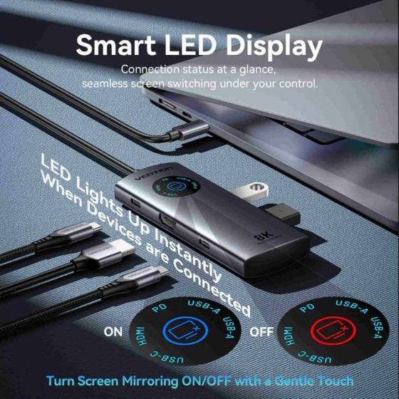 Docking USB Tipo-C Vention TQXHB/ 2xUSB/ 1xUSB Tipo-C/ 1xHDMI/ 1xUSB Tipo-C PD/ Gris