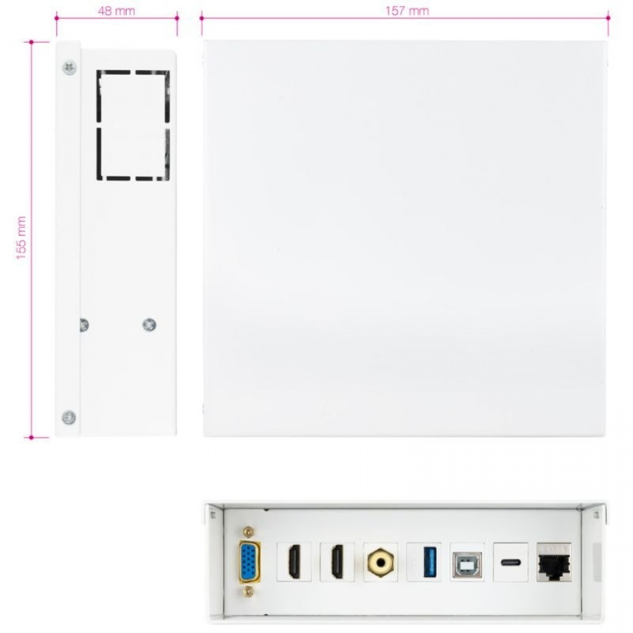 Caja de Conexiones Nanocable 10.35.0004/ VGA - 2x HDMI - Jack 3.5 - USB 3.0 - USB Tipo-C - USB 2.0 - RJ45