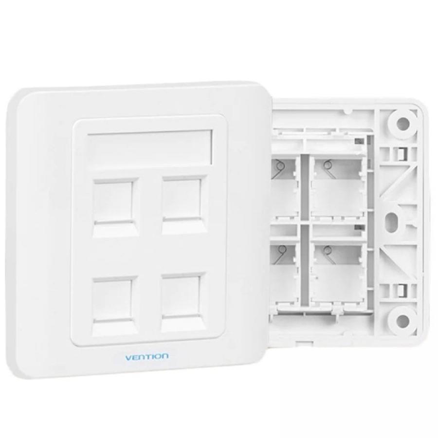 Placa de Pared Tipo 86 Vention IFFW0/ 4 Puertos RJ45