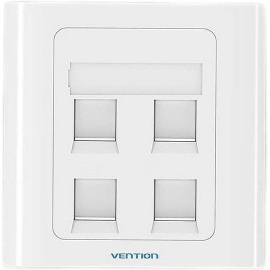 Placa de Pared Tipo 86 Vention IFFW0/ 4 Puertos RJ45